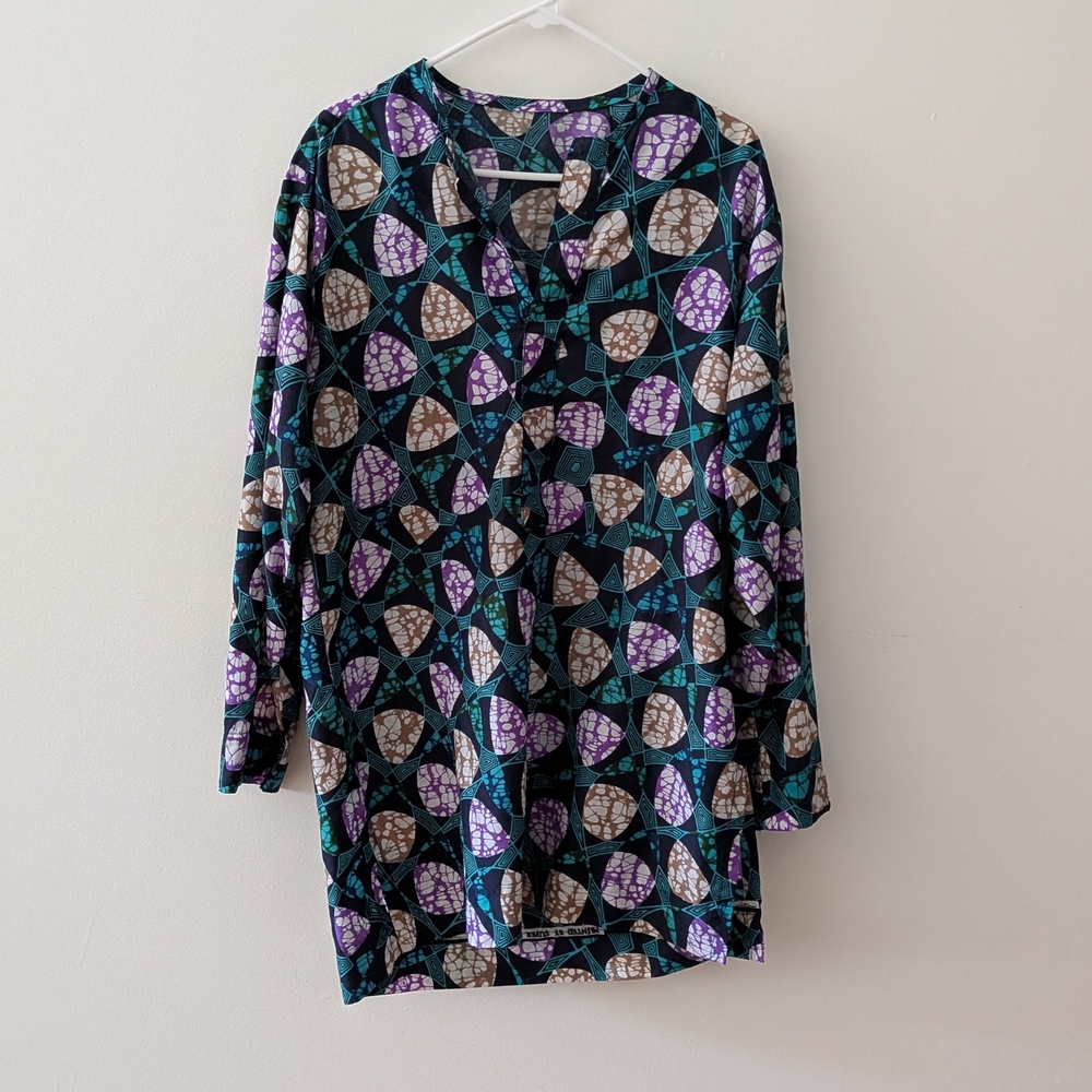 Colorful Geometric Patterned Blouse